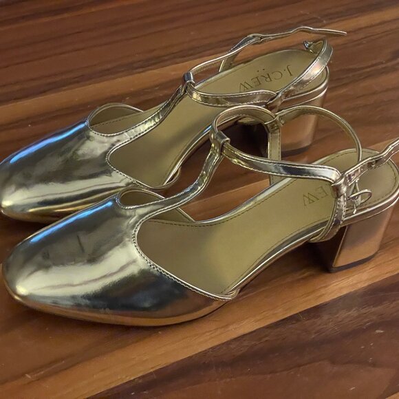 J.Crew Gold Y-Strap Heels 6.5 - Picture 7 of 7